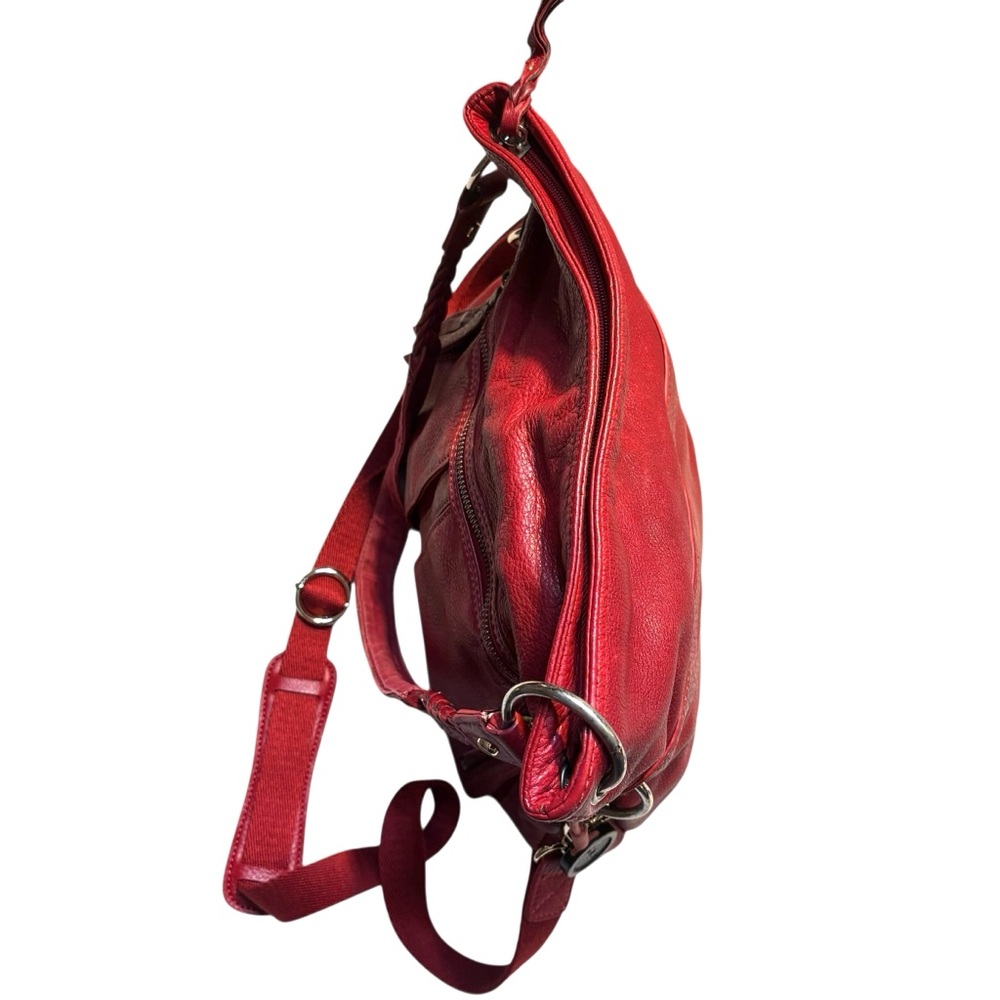 The Sak Bag Red Leather Convertible Shoulder Bag and Crossbody Braided Strap Y2K - Picture 4 of 15